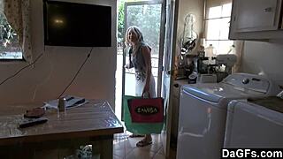 hottie teen fucked in the kitchen after shopping?