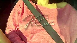 exhibitionist girlfriend teases truckers on car trip to sp