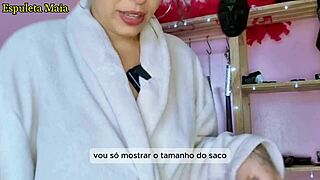 Brazilian brunette displays her collection of panties and lingerie