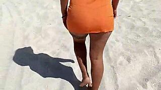 Sexy Latina Whore Flashes Natural Tits And Thong On Crowded Public Beach