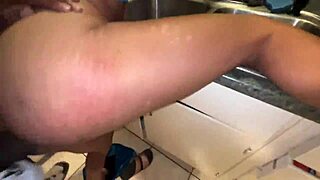 hot ebony teen, anal-addicted, bangs stepdad in kitchen with creamy risky finish