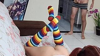 My half-sister is studying without panties! So taboo!