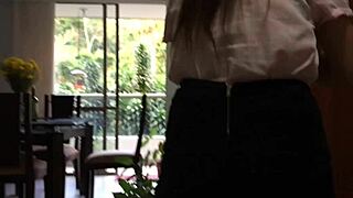 i'm loving this hot latina maid fucking for money with her sexy ass brunette babe big tits balloon homemade vibe