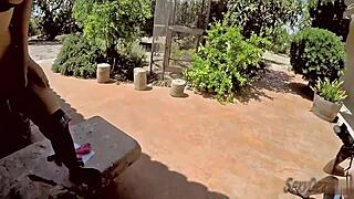 sensual outdoor dildo fun with big ass and squirting 😍