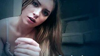 Amateur teen gives pov blowjob and handjob until cumshot