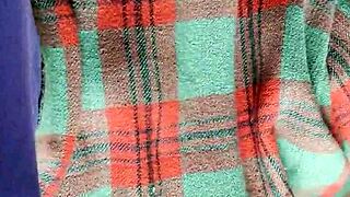 Shy neighbor licks pussy under blanket!