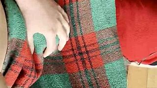 Shy neighbor licks pussy under blanket!