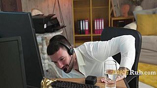 Blonde fucks in office