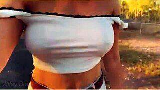 Daring Milf Flashing Her Tits on Public Bike Ride