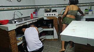 Amateur not sister with big tits and tattoos gets pussy drain fixed by sexy plumber