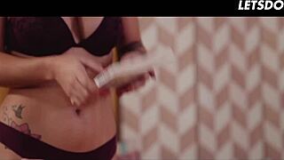 lesbian stepsisters aisha and anya krey seduce each other with licking kissing and toys in glamour scene