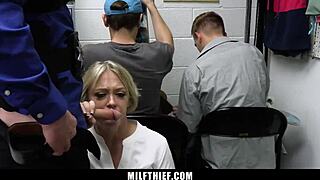 Milf shoplifter bent over for punishment.