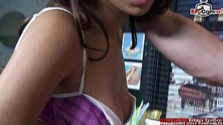 Teasing Brunette Latina In Mini Skirt Gets Facial