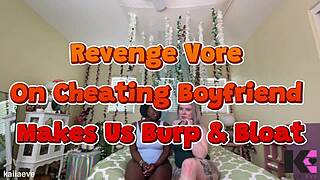 Tattooed Pregnant Babe Takes Revenge Vore On Cheating Boyfriend With Licking And Burping Bloat