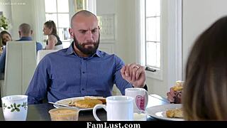 I sucked my stepdad's cock under the table beside my stepmom in FamLust fantasy.
