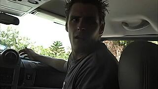 Platinum Blonde Licks And Cowgirls Shaved Pussy In Car With Tongue