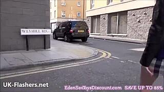 sexy blonde flasher axa jays, wanna see her public blowjob skills?