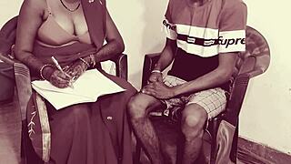 hot indian teacher teaches kama sutra positions to student in outdoor setting