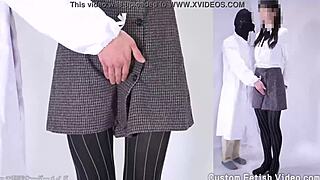 A woman indulges in her pantyhose fetish under her skirt