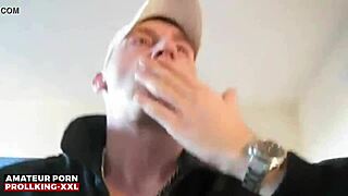 alpha bad guy jerks off his monster cock in sneakers and socks