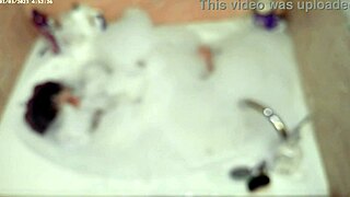 Solo Bubble Bathing Boy in Pool