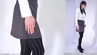 A woman indulges in her pantyhose fetish under her skirt