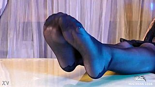 Sexy Goddess Teases With Pantyhose Feet