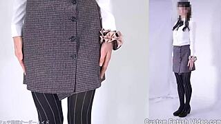 A woman indulges in her pantyhose fetish under her skirt