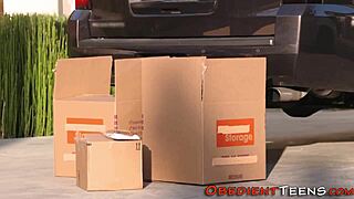 Bound Teen Sucks Monster Cock