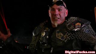 Outdoor lesbians licking pussy in MadMaxxx gear with tattoos and boots 😍