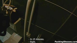 fucking glasses teen in public restroom for intense orgasm