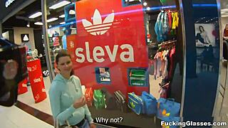 fucking glasses teen in public restroom for intense orgasm