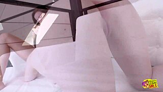 Naughty lesbian teases brunette with sensual pussy licking and fingering until orgasm