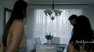 Nympho step sis rides black cock in taboo threesome