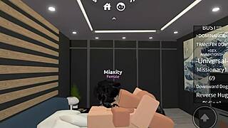 in the virtual world of roblox, a guy finds and fucks a slutty girl hard
