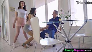 Asian stepdaughter fucks with BF and stepdad in family action