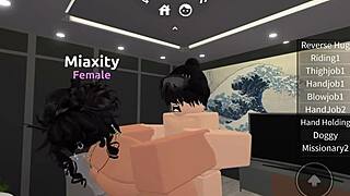 in the virtual world of roblox, a guy finds and fucks a slutty girl hard