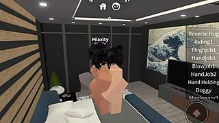 in the virtual world of roblox, a guy finds and fucks a slutty girl hard