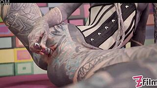 Anal queen anuskatzz in corset plays with metal toy gets ass fucked by big dick and squirts