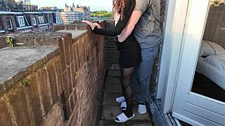 Intensely Fucking Whore On Balcony To Orgasm