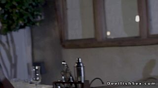 The baldheaded husband passionately fucks his busty wife