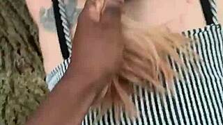 we got caught in forest as she begged for monster cock deepthroat