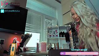 this tattooed bimbo girl is fingering herself on webcam