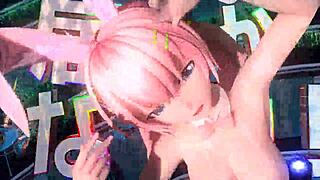 Megurine Luka in alien project diva nude mod, wearing full nude bunny costume