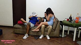 Man, dancing with stepdad and stepbro ends with them filling my pussy!