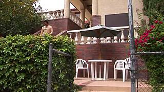 i witnessed a curvy threesome on the tennis court with muff diving, cowgirl, and face sitting