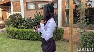 Naughty schoolgirl gets anal massage during break