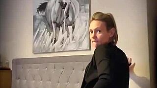 Blonde milf performs little striptease