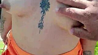 Does this tattooed Mexican prostitute show tits and ass in public?