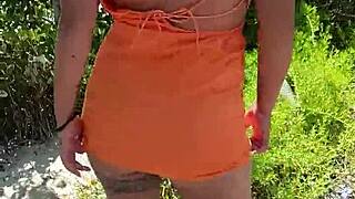 Does this tattooed Mexican prostitute show tits and ass in public?